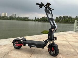 electric scooter with front and rear shock absorber